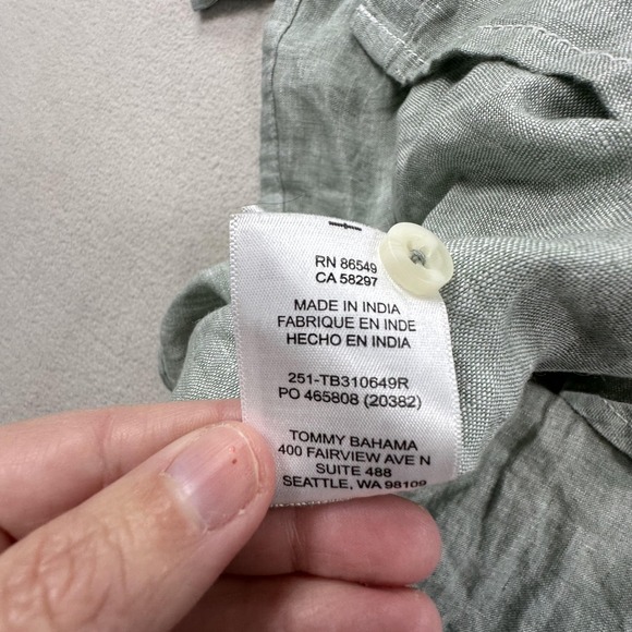 Tommy Bahama Shirt Mens XL Green Party Breezer S/S 100% Linen Short Sleeve - Picture 10 of 13